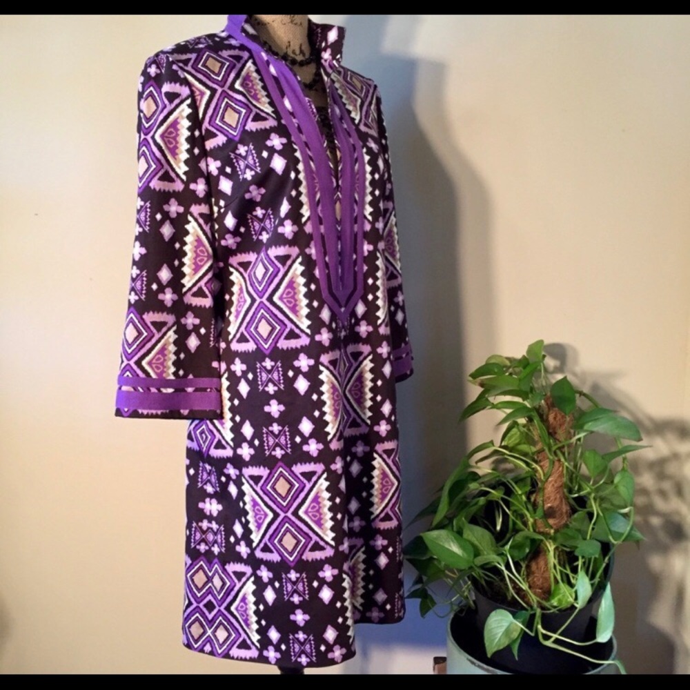GORGEOUS Tory Burch purple Ikat Tunic Dress Sz 8